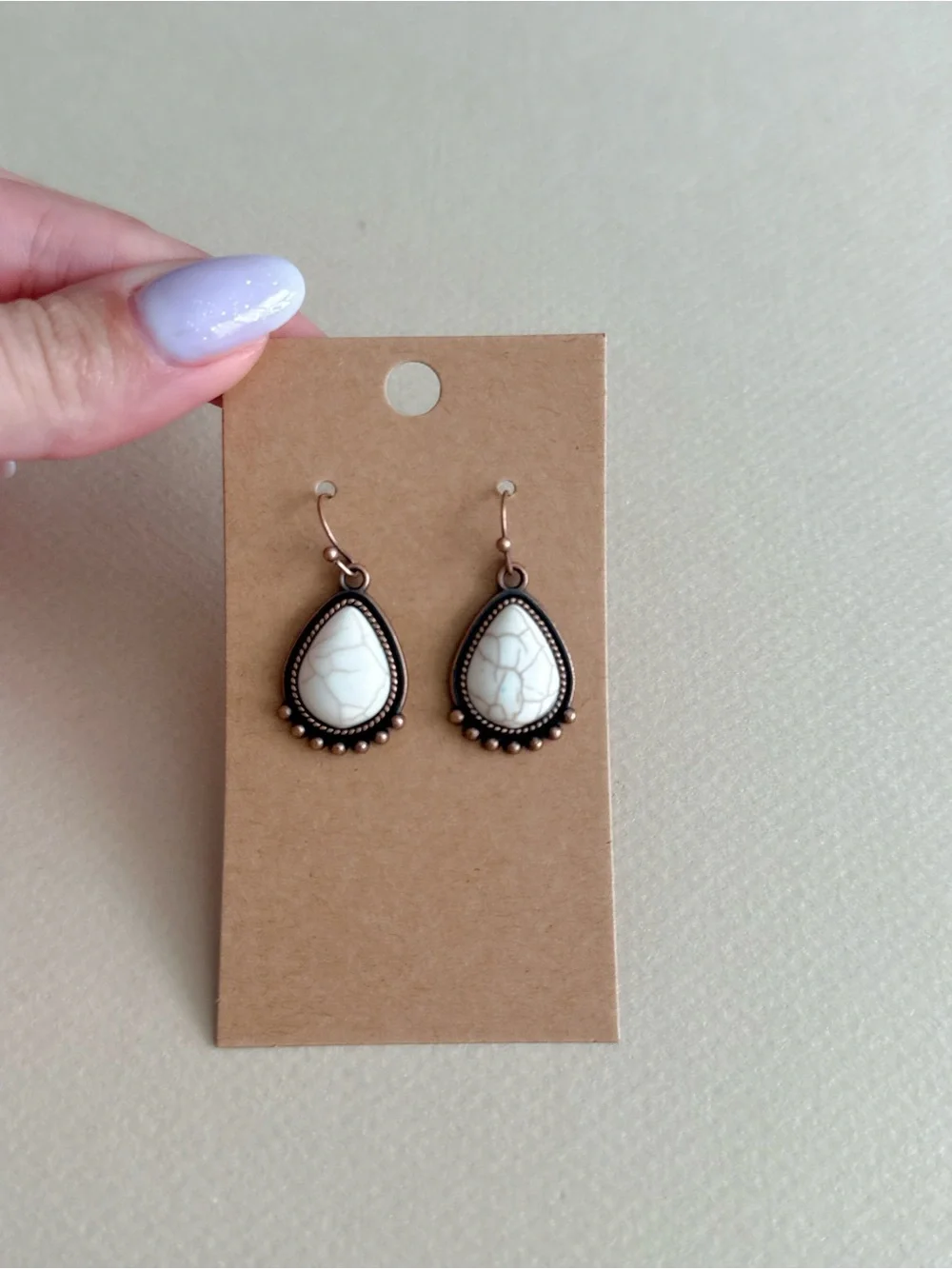 Teardrop Stone Dangle Earrings M1836